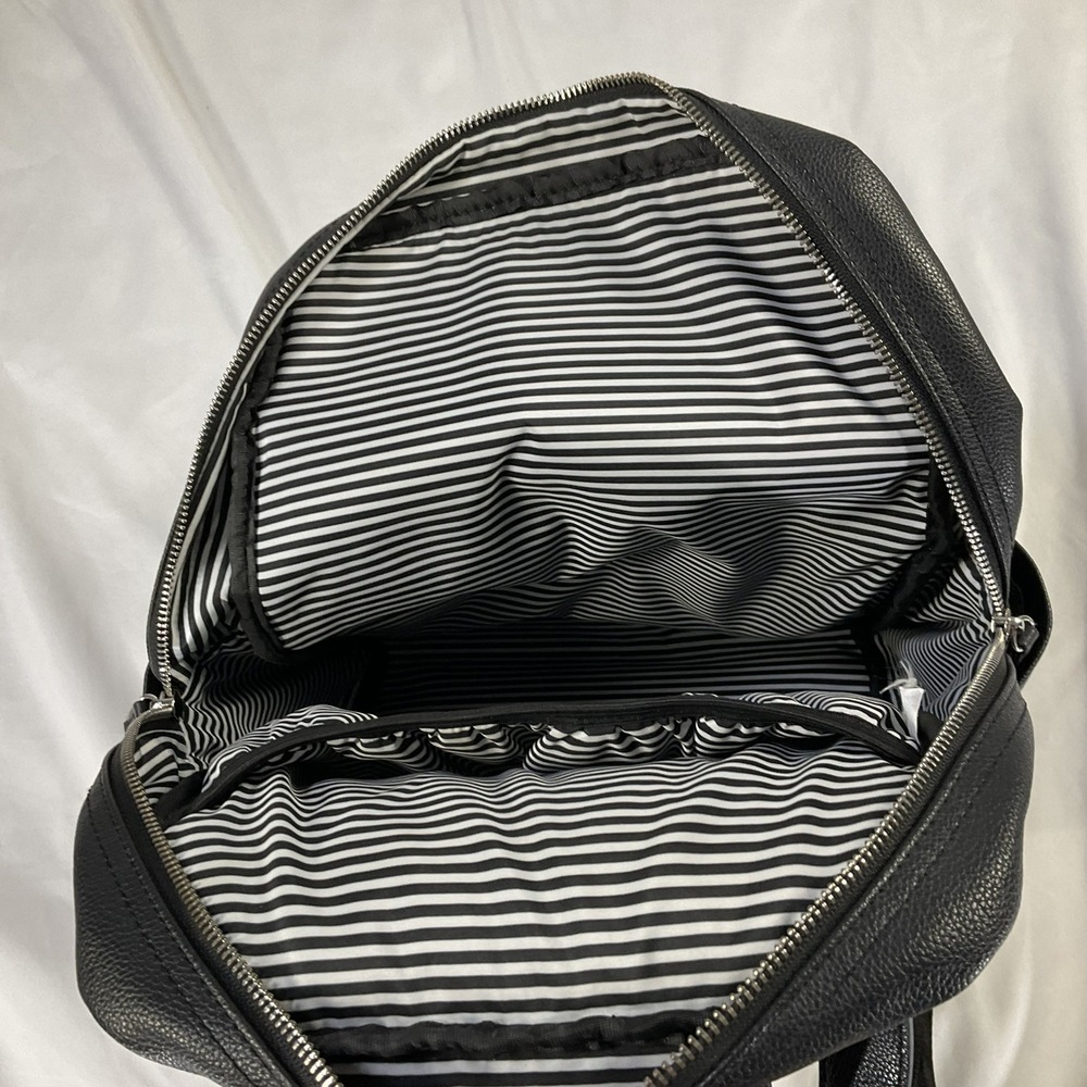 New Disney Parks Mickey Icon Flair Black Faux Leather Backpack Travel Vacation - Picture 7 of 9